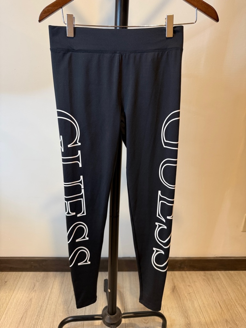 Guess Black Leggings with White Side Logo